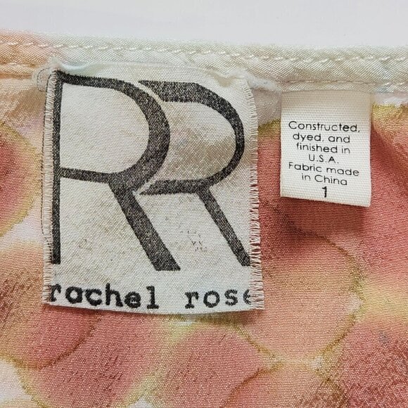 Rachel Rose Silk Blouse Womens S Hand Painted Watercolor Pink Blue Cap Sleeve - Picture 3 of 10